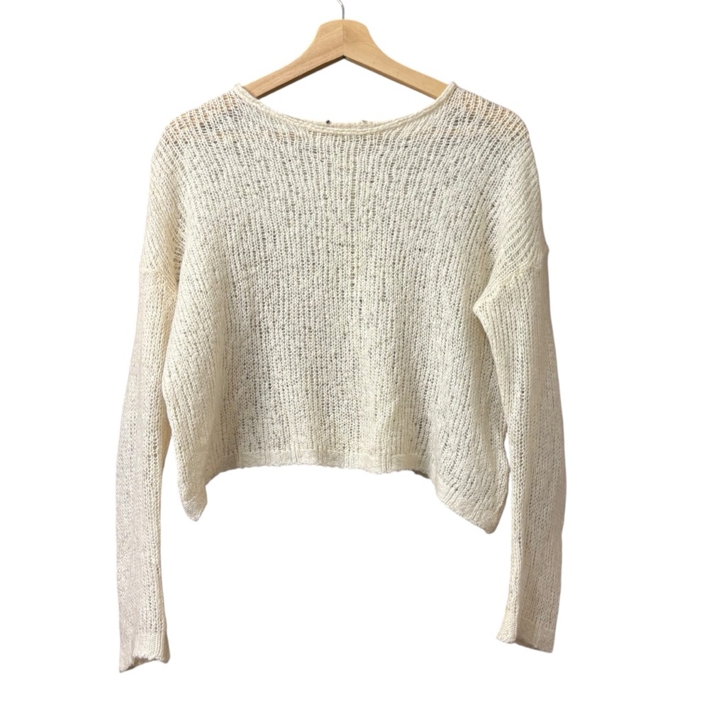 James Perse Ivory wool and cashmere open‎ weave crewneck sweater Size Medium/2
